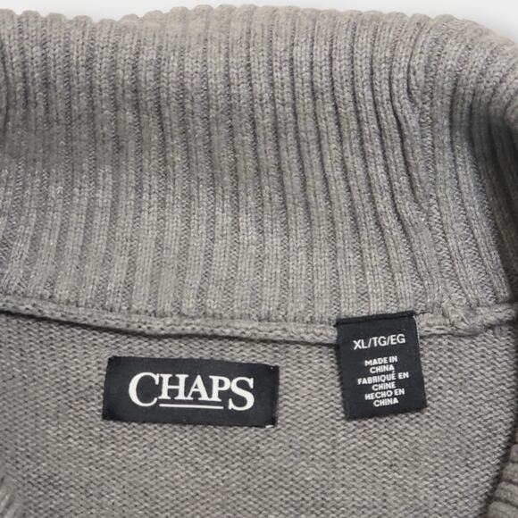 Chaps Mens Shawl Collar Cardigan Gray Sz Lg Grandpa 90s Fisherman Mister Rogers - Picture 6 of 12